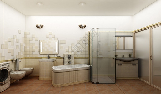 呈现的现代浴室室内设计背景图片