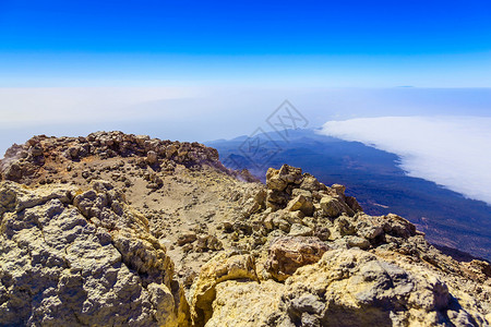 从火山口顶部和西班牙特内里费加那利岛欧洲最高处看泰德图片