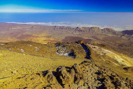从火山顶部和西班牙特内里费加那利岛欧洲最高处看泰德图片