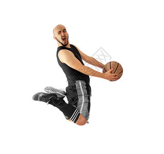篮球运动员在白色背景上扣篮球篮球运动员的方形照片篮球运动员扣图片