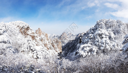 安徽歙县冬季黄山雪景背景