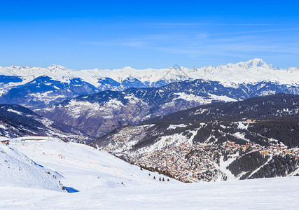 冷极村Meribel村中心1450米Meribel滑雪背景