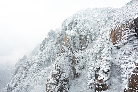 安徽歙县黄山雪景背景