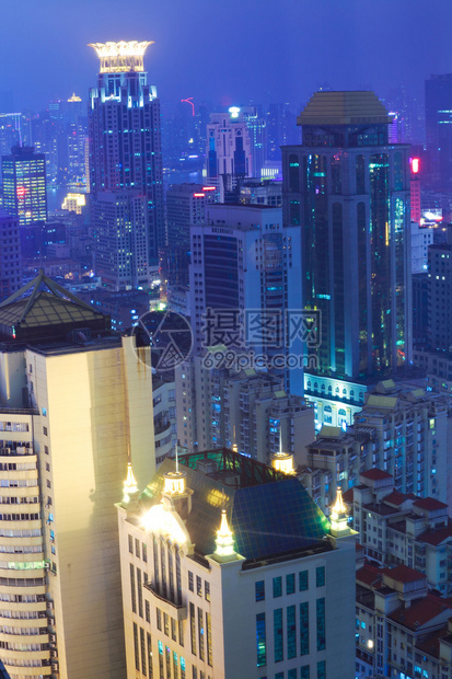 纽约市现代地标建筑的空中摄影与上海图片