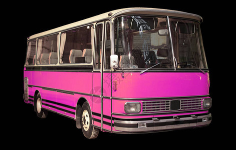 老旧的粉红色公交车黑色图片
