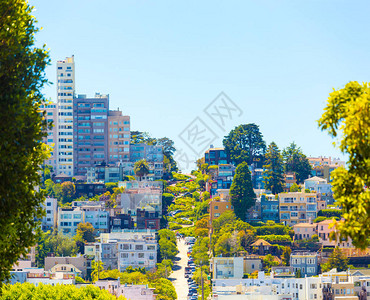 在加利福尼亚州旧金山使用长焦镜头在美丽的夏图片