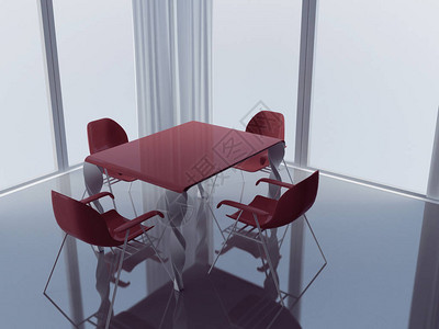 房间的一部分桌子和椅子3D渲染图片