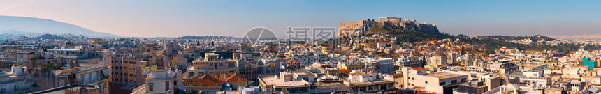 从山顶俯瞰雅典和卫城的全景图片