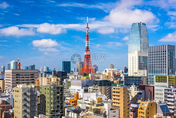 东京日本城市景观和塔图片