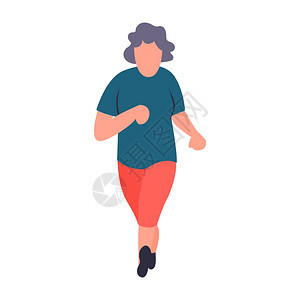 高级女运动员跑步慢跑的老妇人娱乐和休闲高级活动概念卡通图片