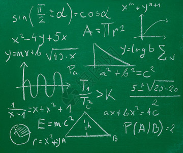 黑板上的数学公式和符号图片