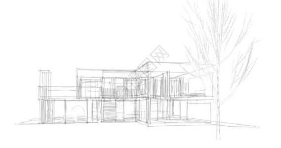 房屋建筑绘图3d插图背景图片