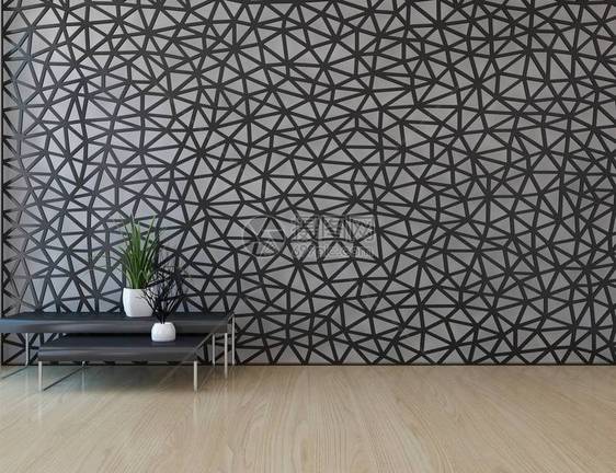 空荡的斯堪的纳维亚房间内部与木地板上的植物的想法首页北欧内饰3D插图片