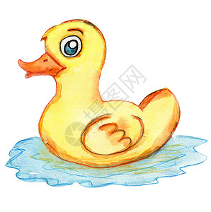 黄鸭儿童水彩插画图片