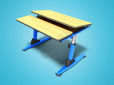 现代蓝色学校课桌台背景图片