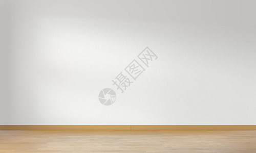 最小的房间白墙和木地板3d渲染背景图片