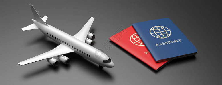 商务旅行移民旅游的飞行和旅行证件图片