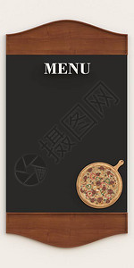 3d插图的黑板菜单在木制框架中图片