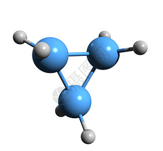 环丙烷骨架式的3D图像在白色背景下分离的环烷分子的图片