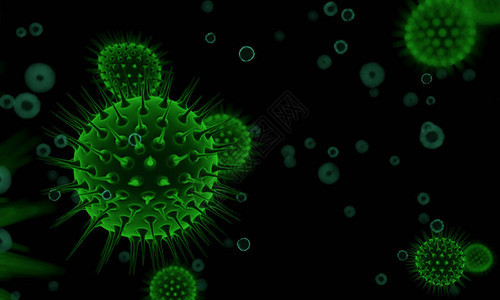 Covid19nCoV概念具有长天线的球形抽象细菌或细胞电晕图片
