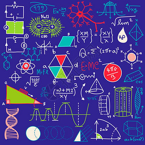 带有几何图公式和计算的数学科模式背景图片