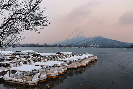 大雪过后玄武湖远眺紫金山图片