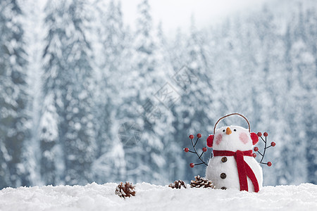 可爱圣诞节雪人冬季雪景静物可爱雪人背景