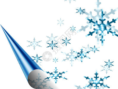白色背景中的雪和蓝色星带有蓝色光面纸图片