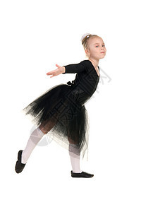 小芭蕾舞女在黑泳衣训练中图片
