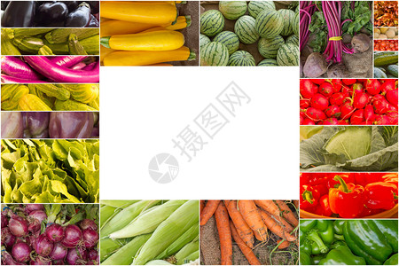 红烧茄子各种受欢迎的农民在产品拼贴图象中销售水果和蔬背景