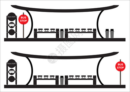 公交站台图图片