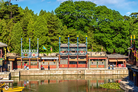 苏州月饼夏季宫的苏州市场街背景