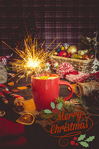 青海茶卡圣诞背景与新年装饰品和款待背景