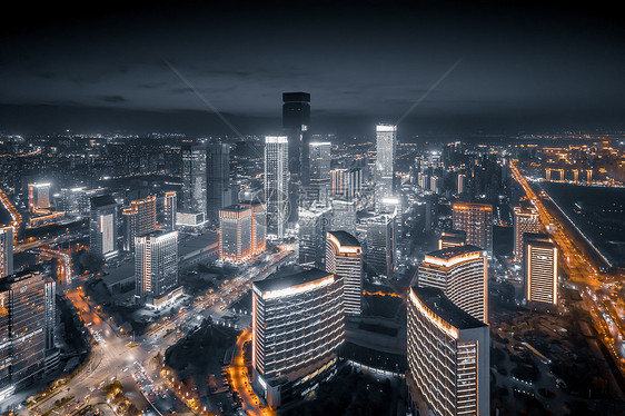 西安高新区锦业路CBD城市夜景图片