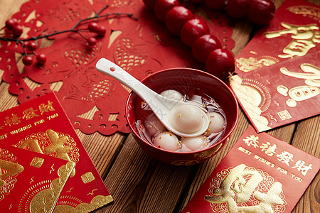 新年传统美食芝麻汤圆高清图片