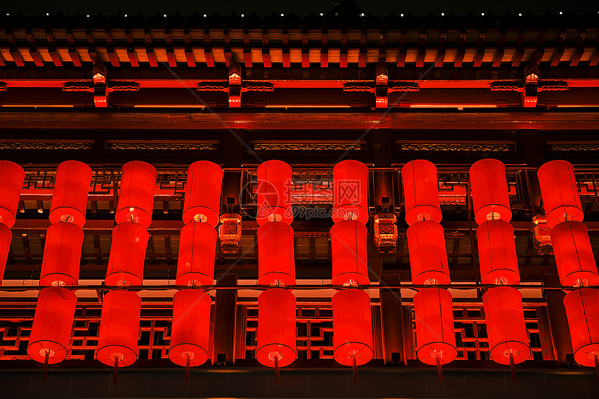 春节上海豫园元宵灯会夜景灯笼图片