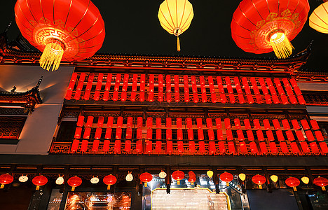 新年上海豫园元宵灯会夜景灯笼旅游高清图片素材
