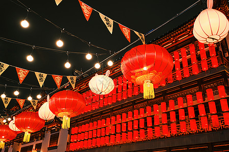 新年上海豫园元宵灯会夜景灯笼高清图片