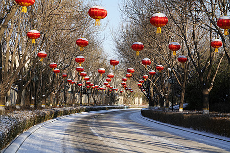 新年地产别墅区雪景背景