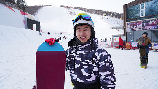 青少年滑雪男孩户外滑雪背景