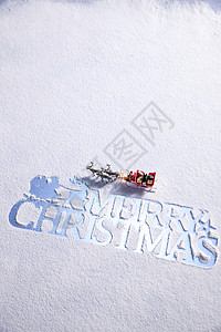 圣诞快乐英文圣诞节英文和坐雪橇的圣诞老人背景