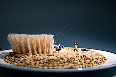 餐具艺术农民收割麦子创意背景