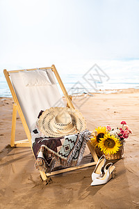 海度假沙滩躺椅背景