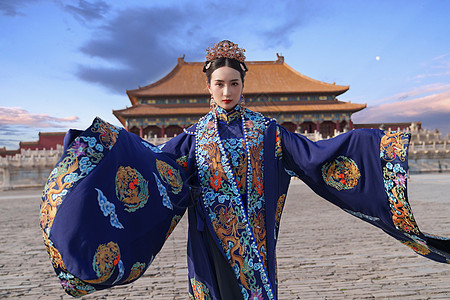 创意北京故宫古装美女背景