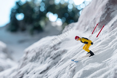 小寒冷创意微观滑雪背景