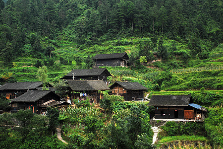 偏远山村湖南省酉水河畔背景