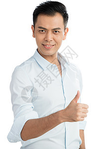 自信的中年商务男士竖大拇指图片