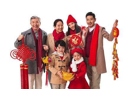 春节幸福家庭过新年背景