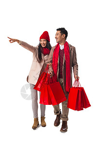 圣诞节促销青年夫妇新年购物背景