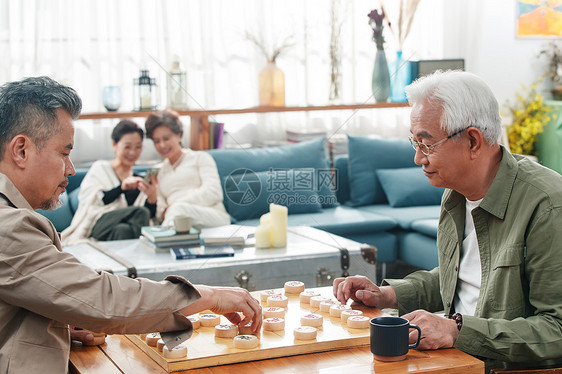 快乐的老年人下象棋图片